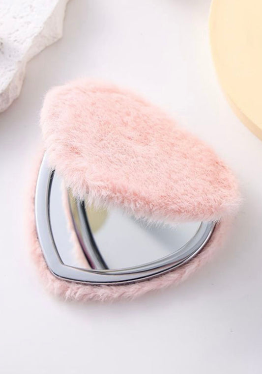 A27 Pink Fuzzy Mirror Compact