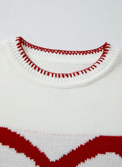 Bow Sweater with the sweetest Red accent blanket stitching details