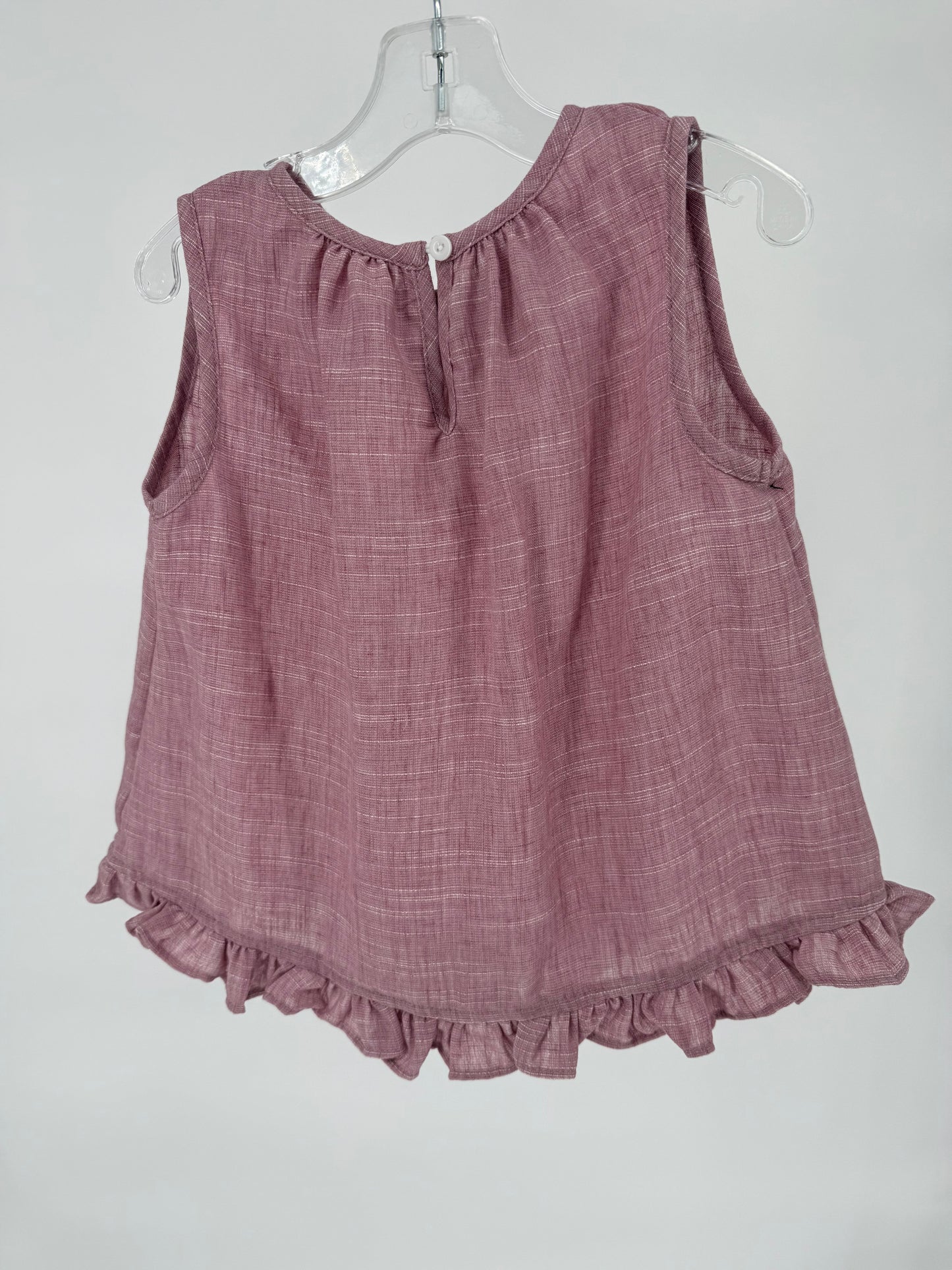Children's light plum textured fabric wide-leg pant set with ruffle hem, featuring two-piece design from Ivy's Gifts & Boutique.