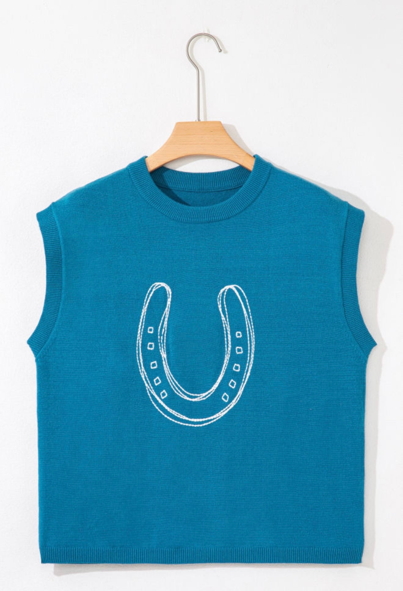 A46 Blue Horse Shoe Design Top - Ivy's Gifts & Boutique