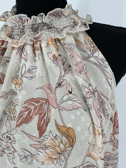 Umgee Cream Floral Print High Neck Top