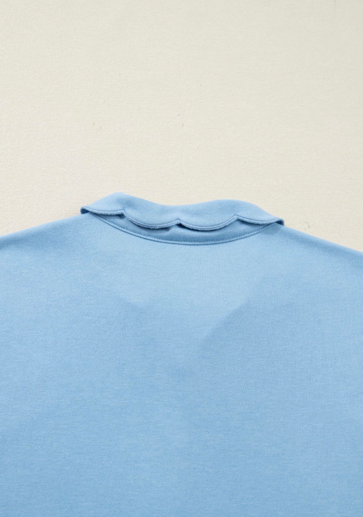 MLSHD Light Blue Sweet but Sporty Mini Dress with Scallop Hem and Collar Accents Snap Closure Neckline