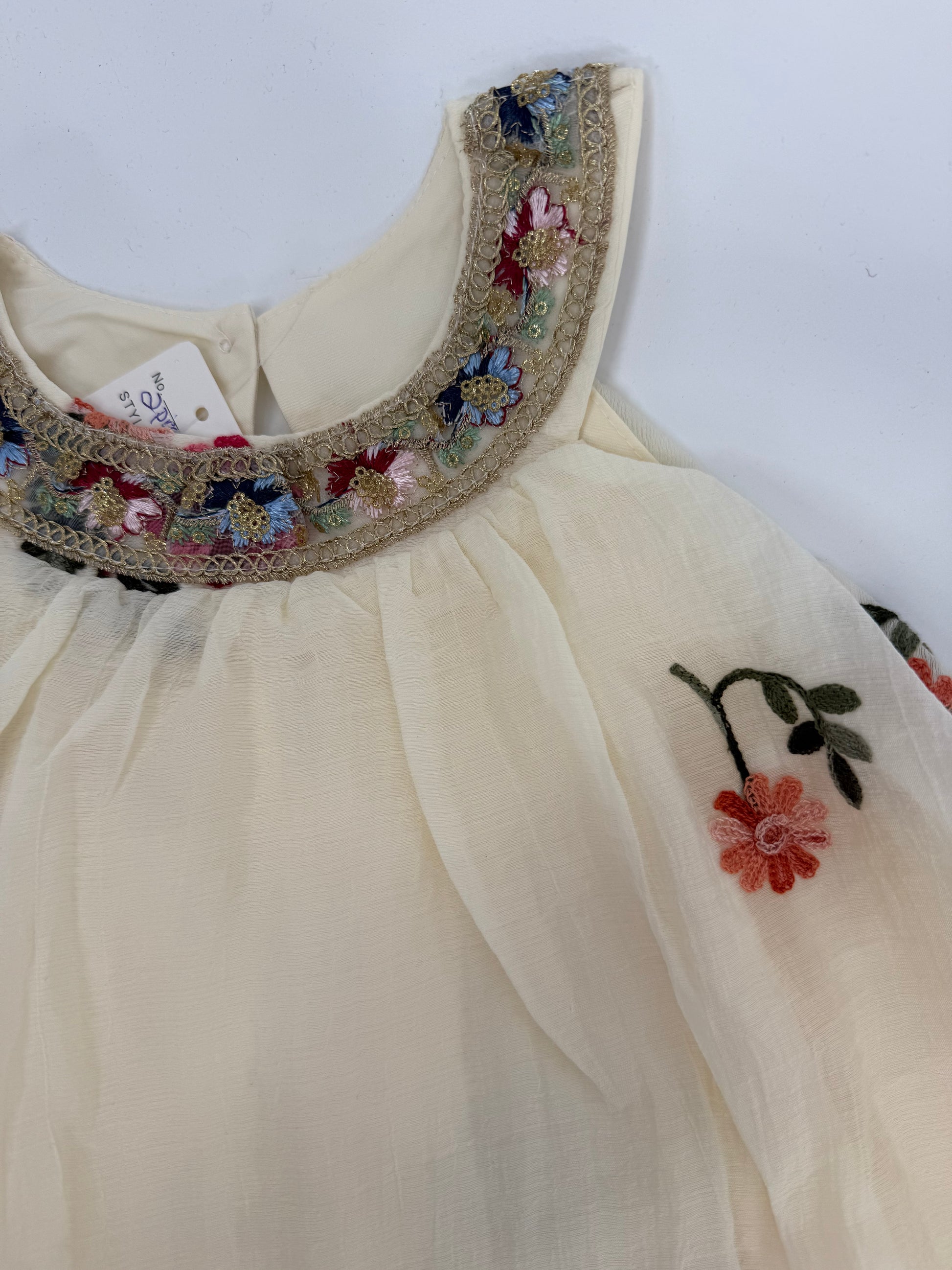Ivy's Gifts & Boutique CH7 embroidered floral short set with gauze overlay and embellished collar, shown in a stylish fabric design