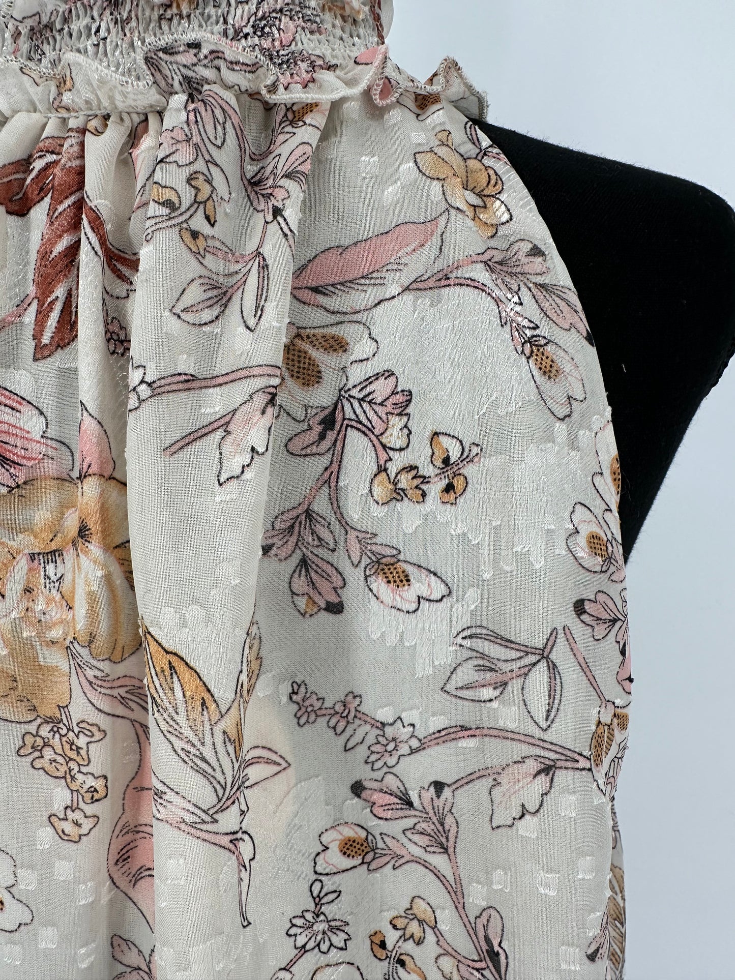 Umgee Cream Floral Print High Neck Top