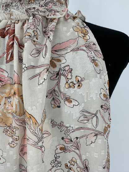 Umgee Cream Floral Print High Neck Top