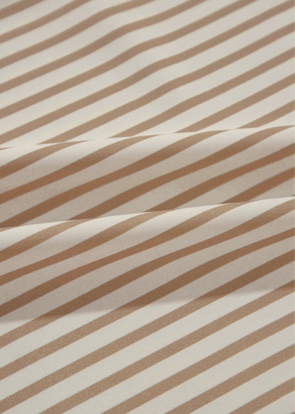 Khaki striped wide leg, drawstring pants