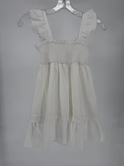 Girls White Elastic Bodice Tennessee Embroidered Dress