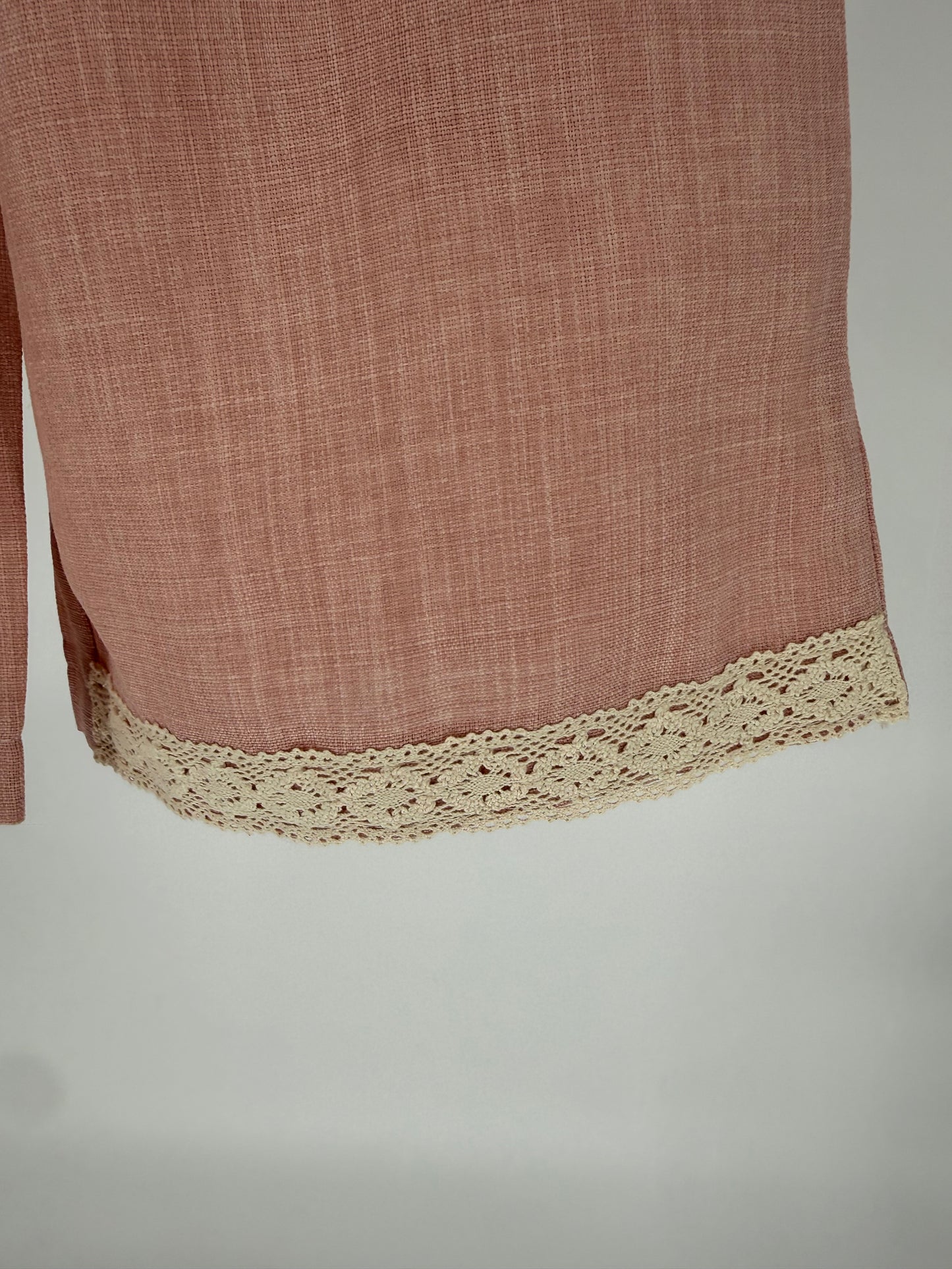 CH11 Toddler Children's Mauve 2 Pc Pant Set with Wide Leg Design and Antique Lace Collar and Trim
