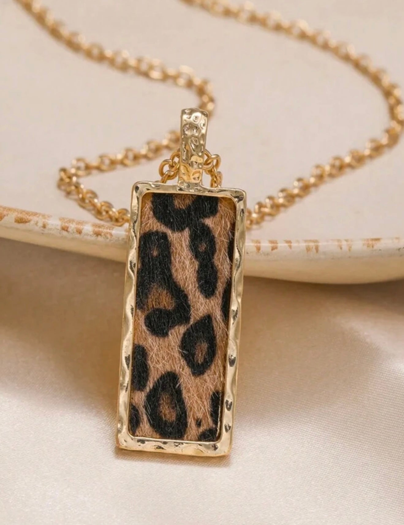 Animal Print Rectangle Shaped Necklace