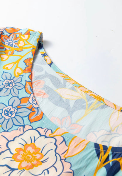 PP36 Floral Print Flowy Mini Dress with Ruffle Long Sleeve and The Softest Most Carefree Fit
