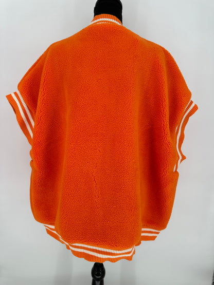 Orange and White Fleece Oversized Vest