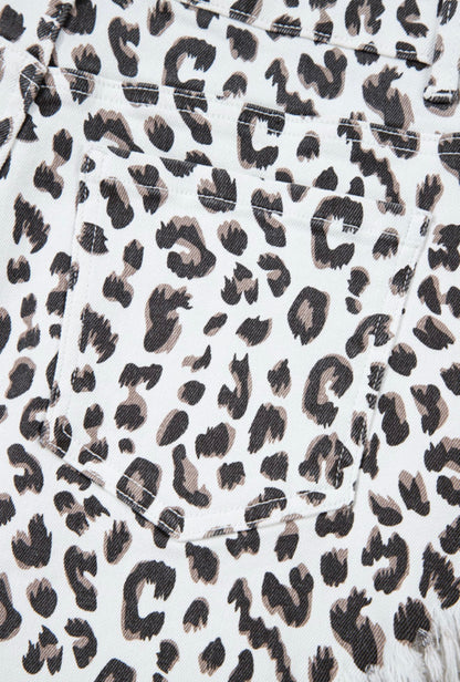 Animal Print Shorts with Frayed Hem