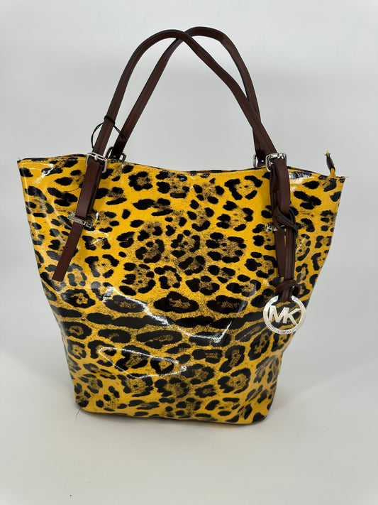 Yellow Animal Print Patent Leather Purse