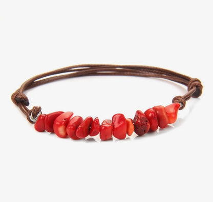 FR50 Bohemian Gravel Leather Multi Cord Bracelet