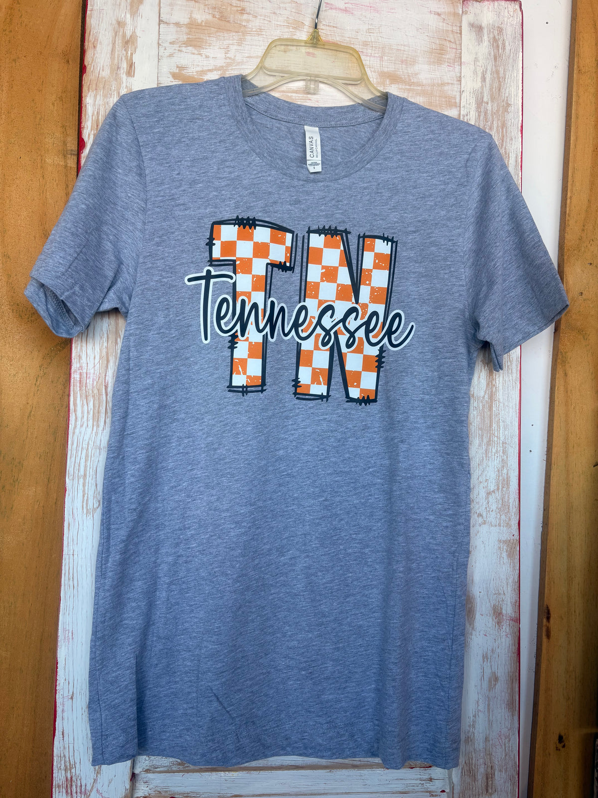 TNCBF TN Tennesee T Shirt with Checker Board Print Letters
