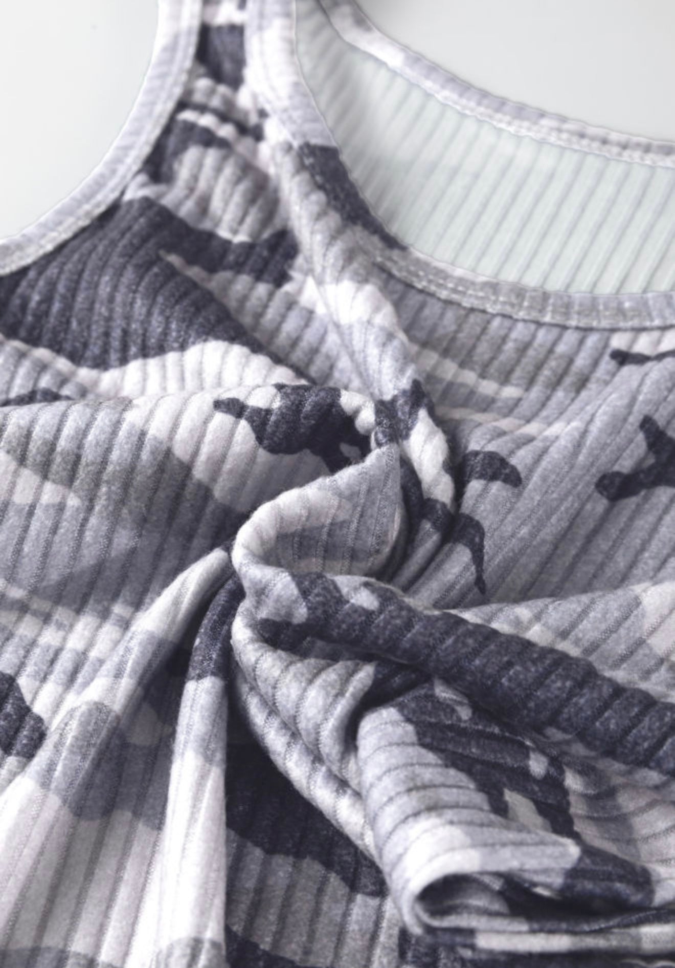 A57 Camo Print Ribbed Basic Tank Top - Ivy's Gifts & Boutique