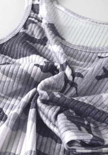 A57 Camo Print Ribbed Basic Tank Top - Ivy's Gifts & Boutique