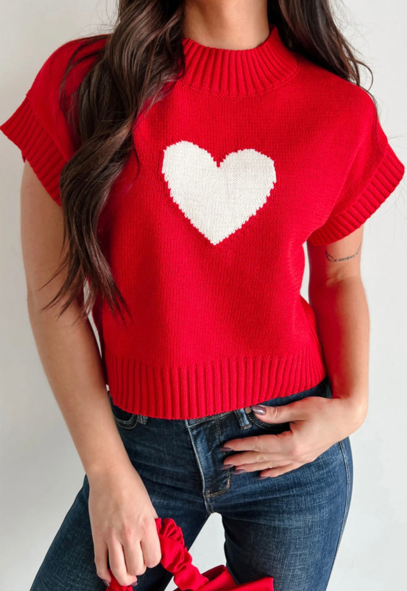 A30 Red Sweater with Iconic White Heart - Ivy's Gifts & Boutique