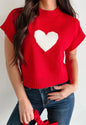 A30 Red Sweater with Iconic White Heart - Ivy's Gifts & Boutique