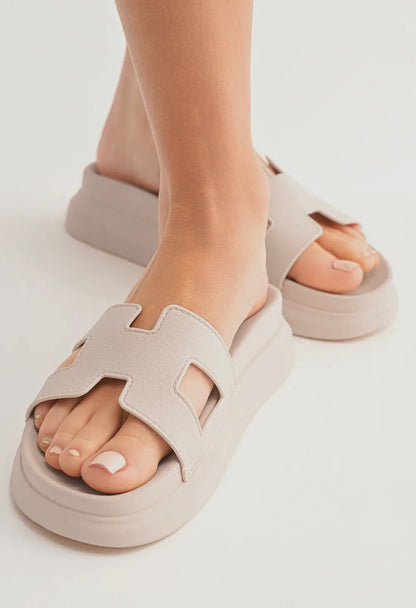 Notched Design Slip On Sandal