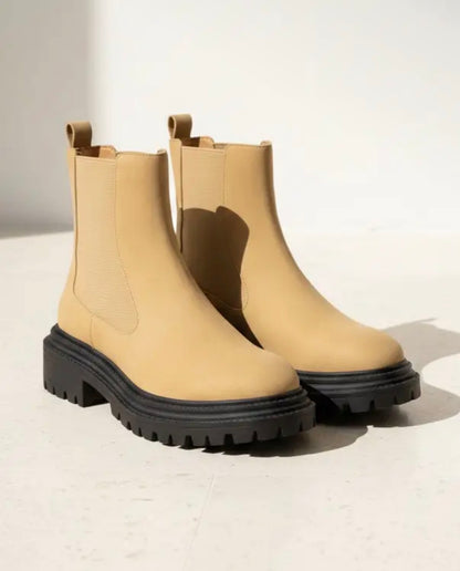 BCBSF Tan Everyday Comfortable Boot with Stylish Chunky Sole