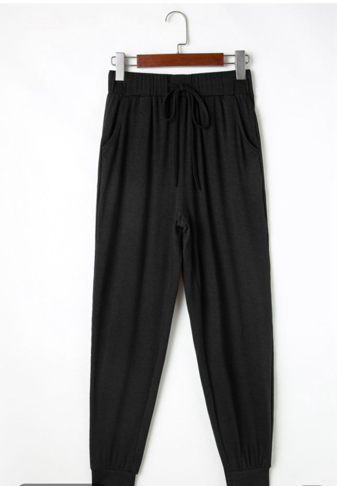 Black 2 pc Long Jacket Set with Drawstring Jogger Pants