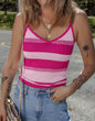 Pink Striped Sweater Tank with Adjustable Straps