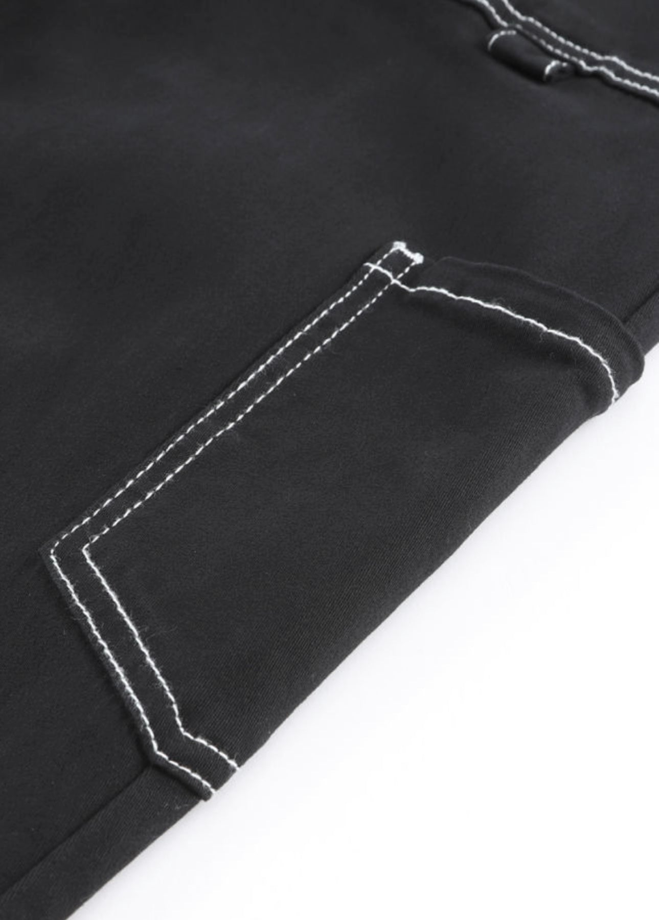 Black Cargo Pants with White Contrast Stiching