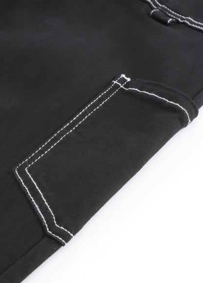 Black Cargo Pants with White Contrast Stiching