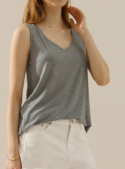 Ivys Gifts & Boutique FR28 wide strap sleeveless T-shirt tank, casual fit, soft fabric, in a solid color with wide shoulder straps.