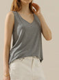 Ivys Gifts & Boutique FR28 wide strap sleeveless T-shirt tank, casual fit, soft fabric, in a solid color with wide shoulder straps.