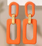 Orange Gameday rectangle-shaped dangle earrings by Ivy's Gifts & Boutique with a bold, sporty design perfect for game day accessories.