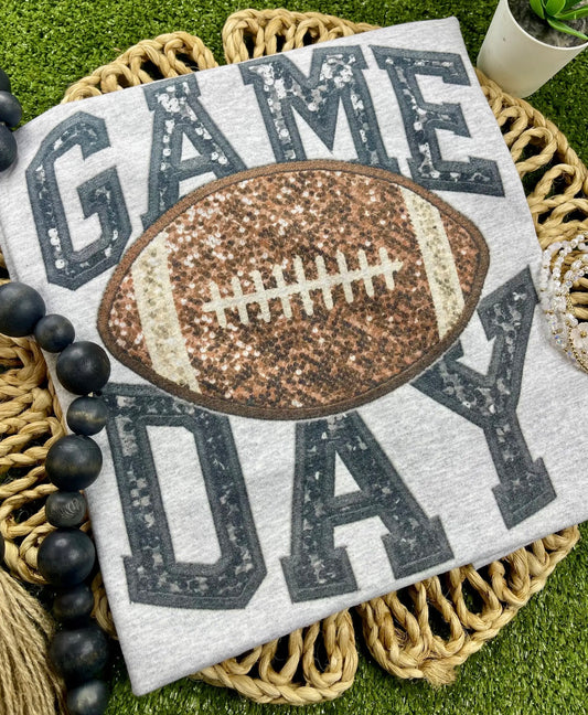 GDEF Game Day Faux Glitter Vintage Style T Shirt