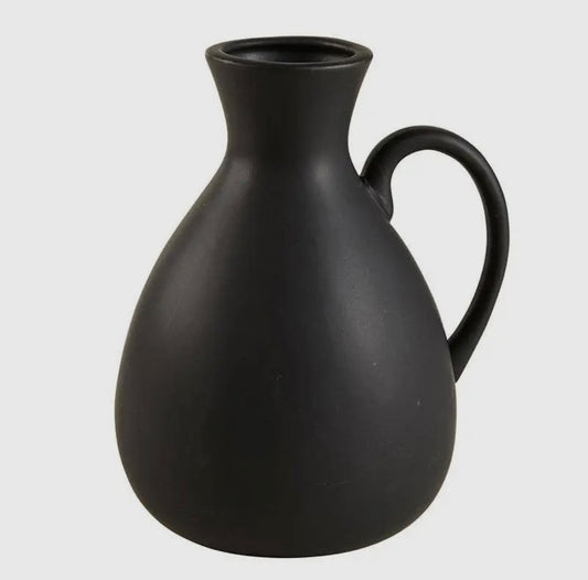 Black Ceramic Pitcher Style Vase