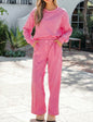 MLPSB Pink Stripe Long Sleeve 2 Piece Lounge Style Pant Set with Button Details