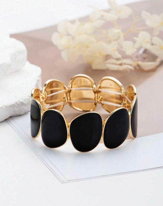 Black Enamel Stretch Bracelet