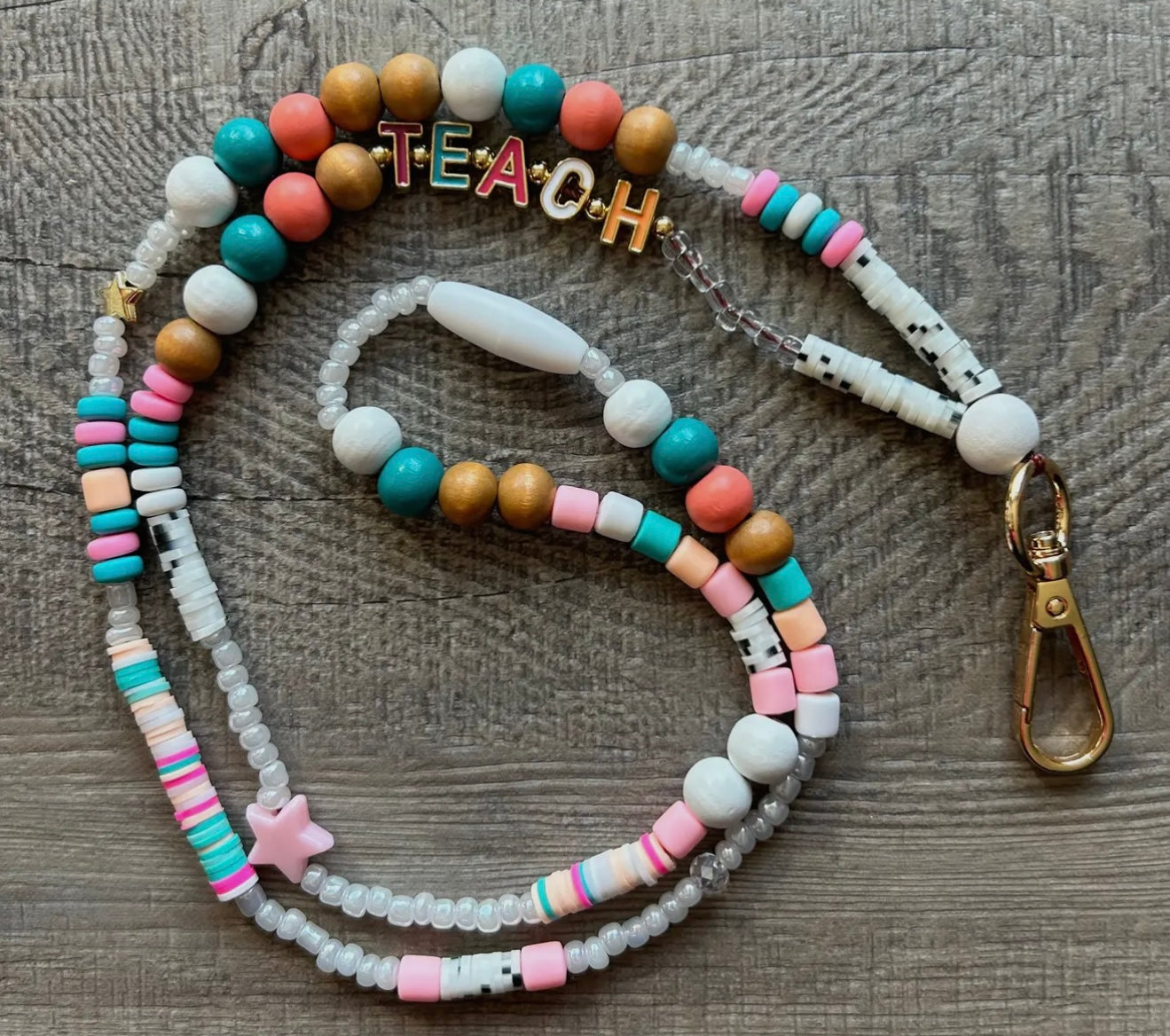 TEACH Beaded Lanyard with Breakaway Clasp