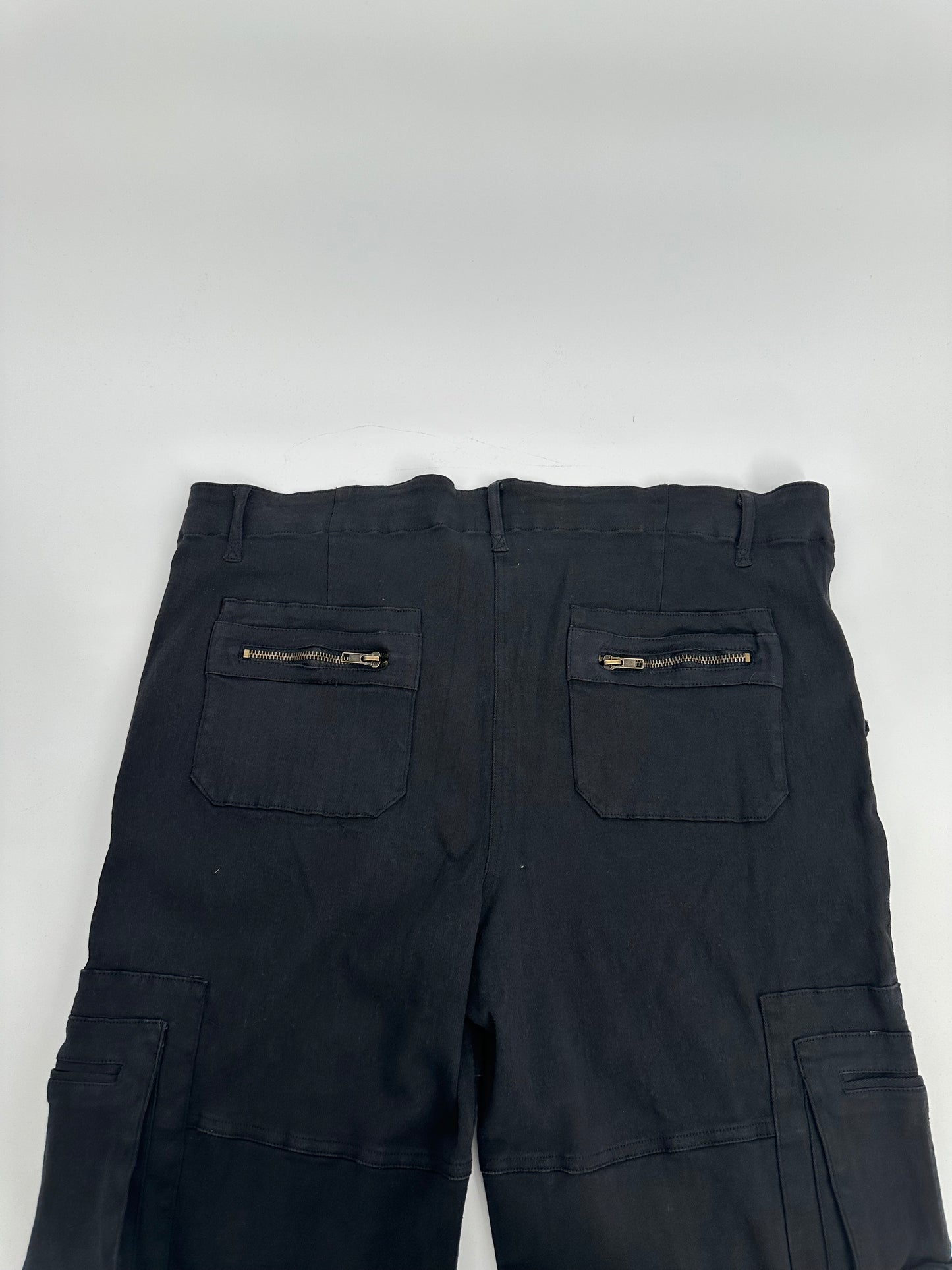Black Cargo Pants with Zippered Back Pockets plus size
