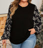 A44 Black Top with Bow Accent Long Puff Sleeve - Ivy's Gifts & Boutique