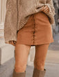 SMSKF Faux Suede Lace Up Mini Skirt with Elastic Waist for Comfort