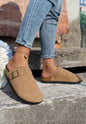 MLPS Beige Brushed Slip On Comfort Shoe with Buckle