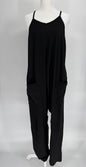 Black Loose Fit Overalls with Pockets