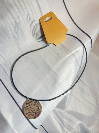 Black quote necklace