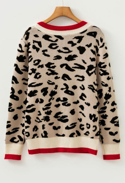 A9 Animal Print Sweater with Bold Red Accent Boarder - Ivy's Gifts & Boutique