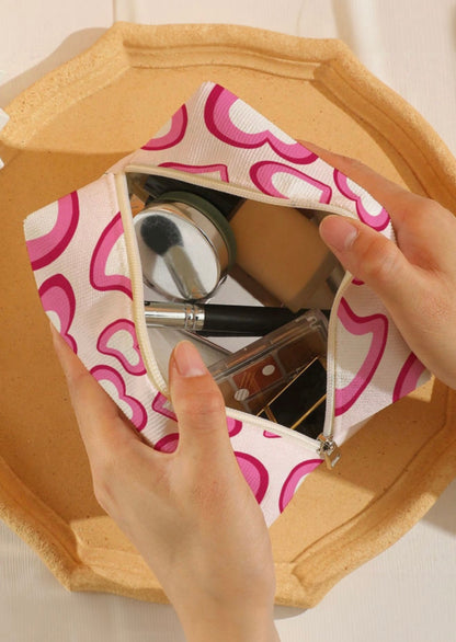 A29 Heart Print Cosmetic Zipper Pouch