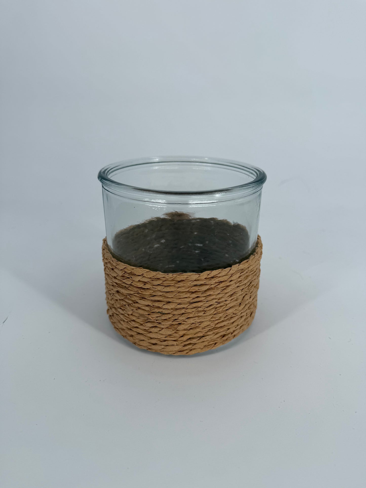 Rope Wrapped Glass Hurricane Vase—sm,med,large
