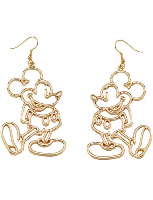 Mickey Mouse silhouette style Gold Earrings