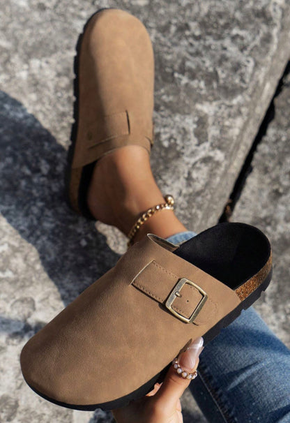 MLPS Beige Brushed Slip On Comfort Shoe with Buckle