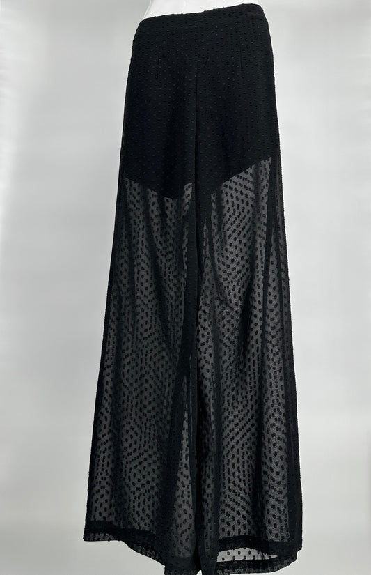 Black Swiss Dot Sheer Leg Pants