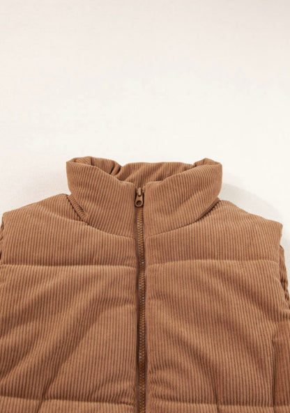 Brown corduroy zip up vest